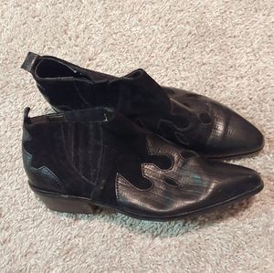 Suede and leather booties